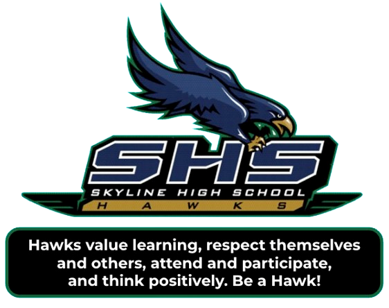 The Skyline Hawks logo featuring a stylized hawk and the letters SHS