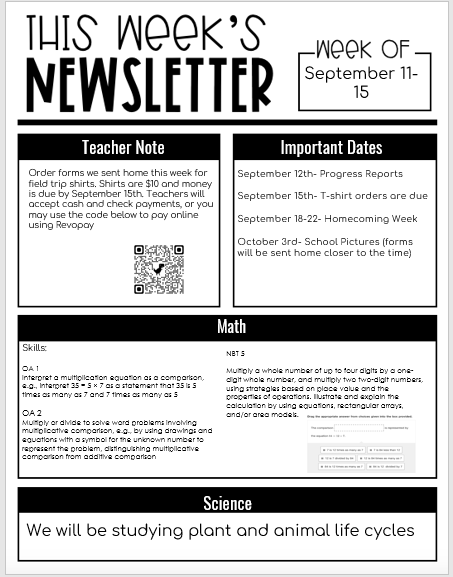 Sept 11-15 Newsletter