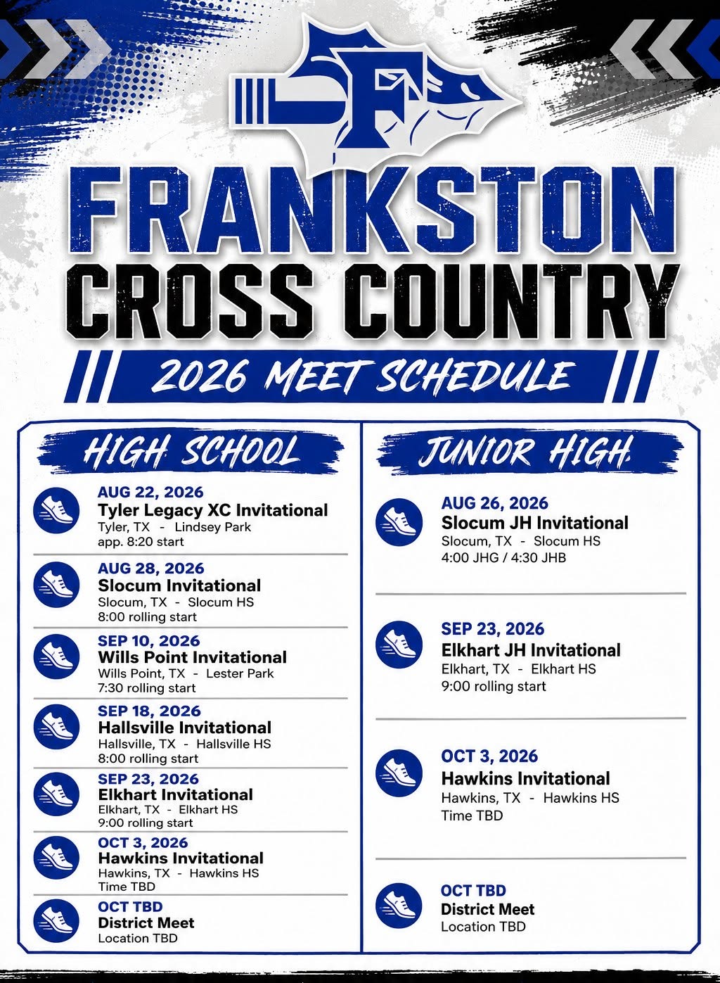 Cross Country Schedule