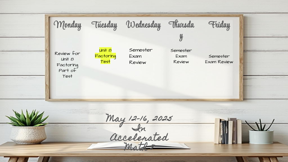 Accelerated Math May 12-16, 2025