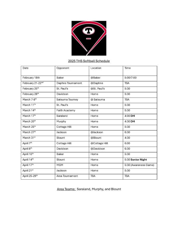 Softball Schedule