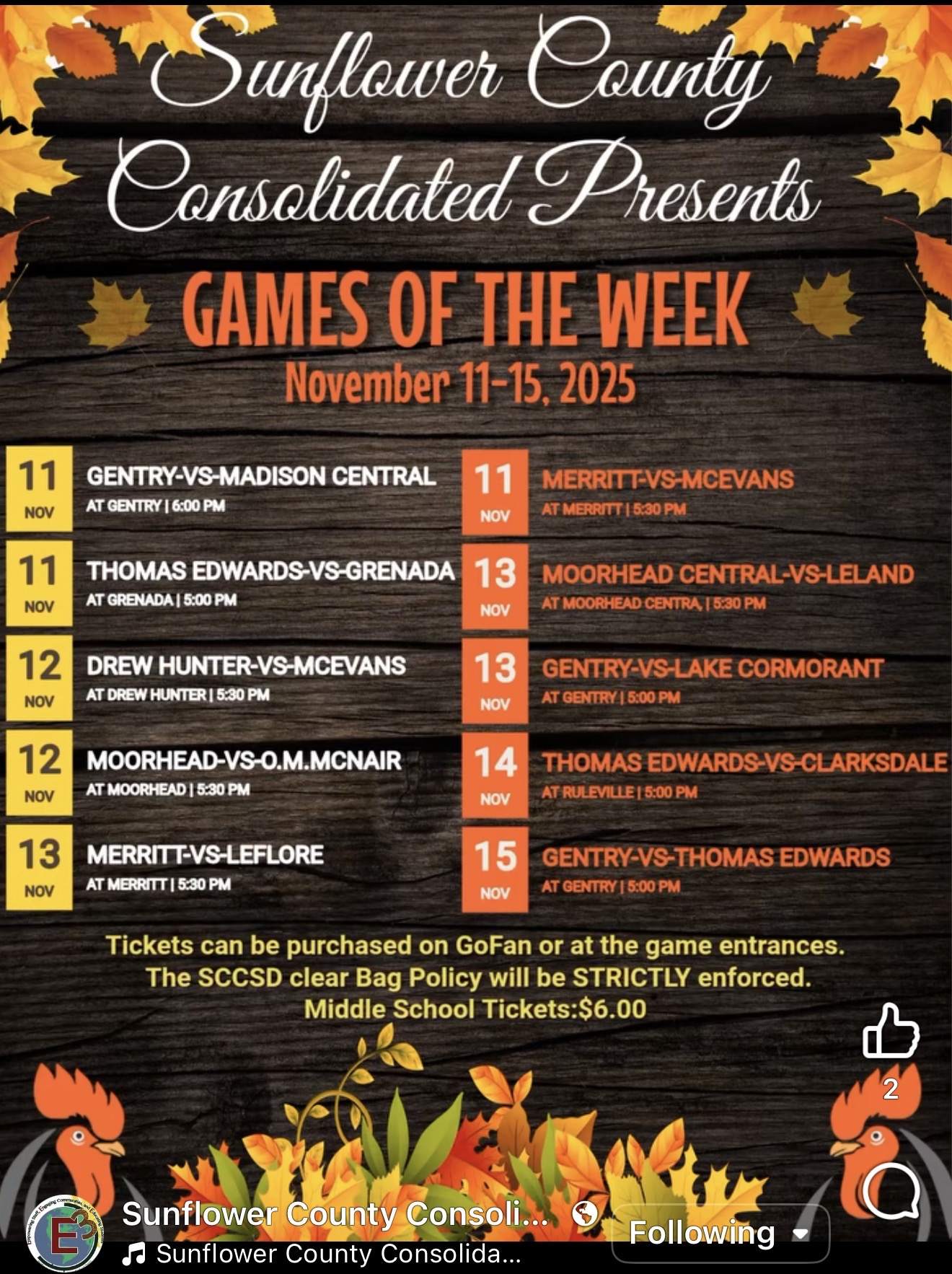 SCCSD Games of the Week