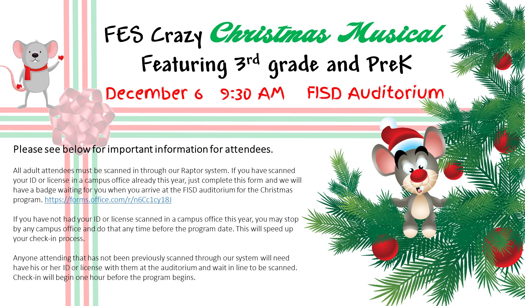 Christmas Musical December 6th at 9:30 AM