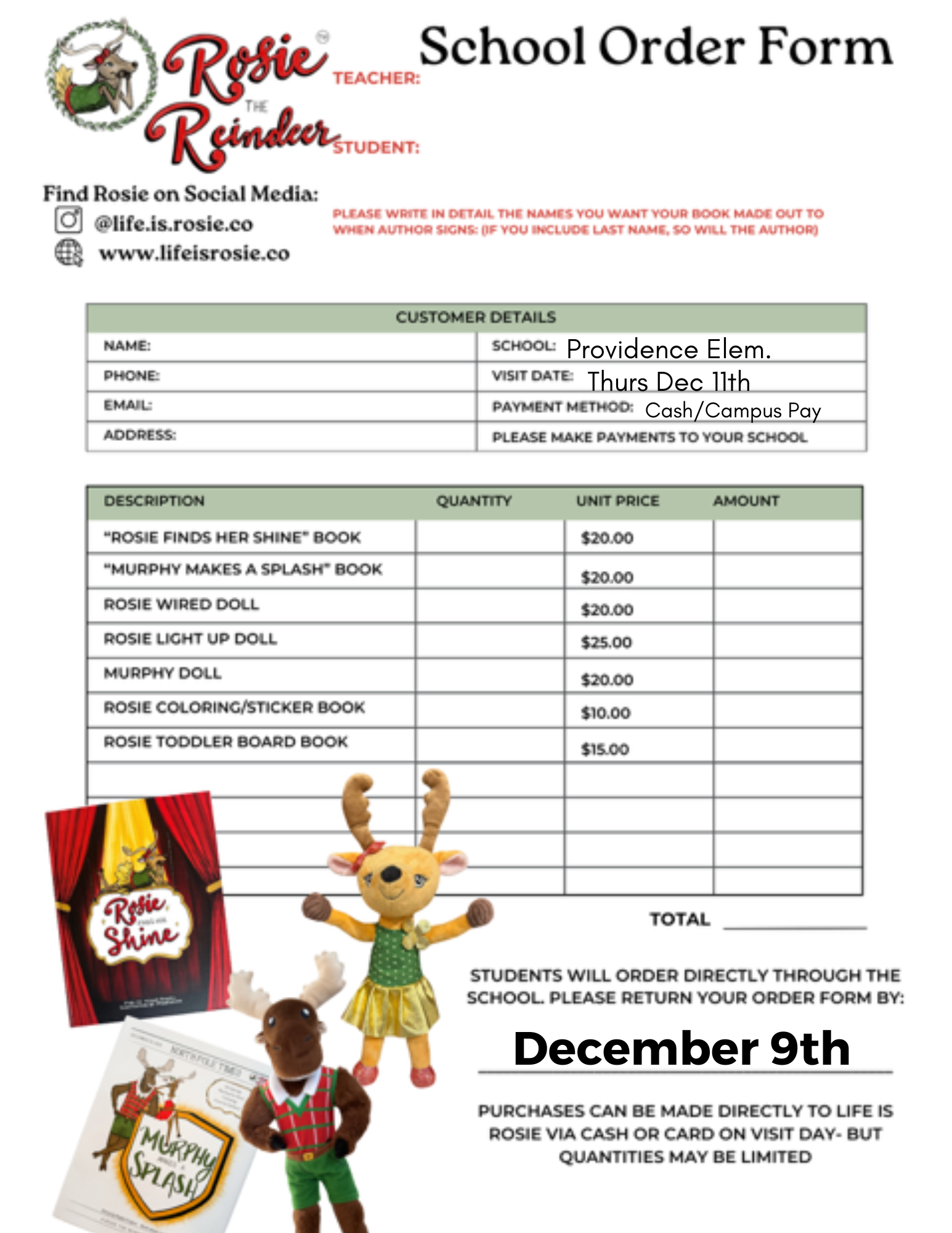 Life is Rosie Order Form