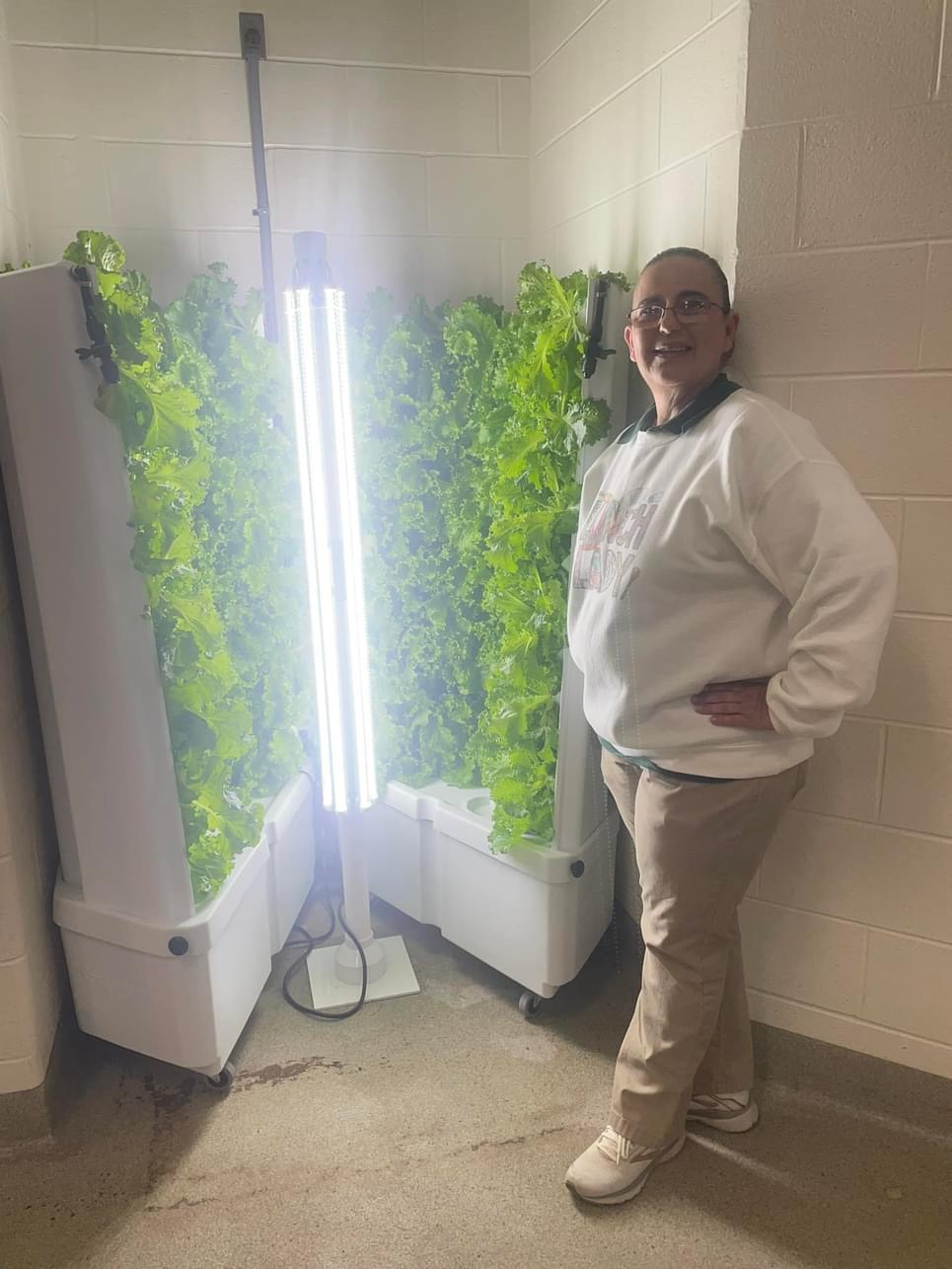 Melissa Livesay with hydroponic system