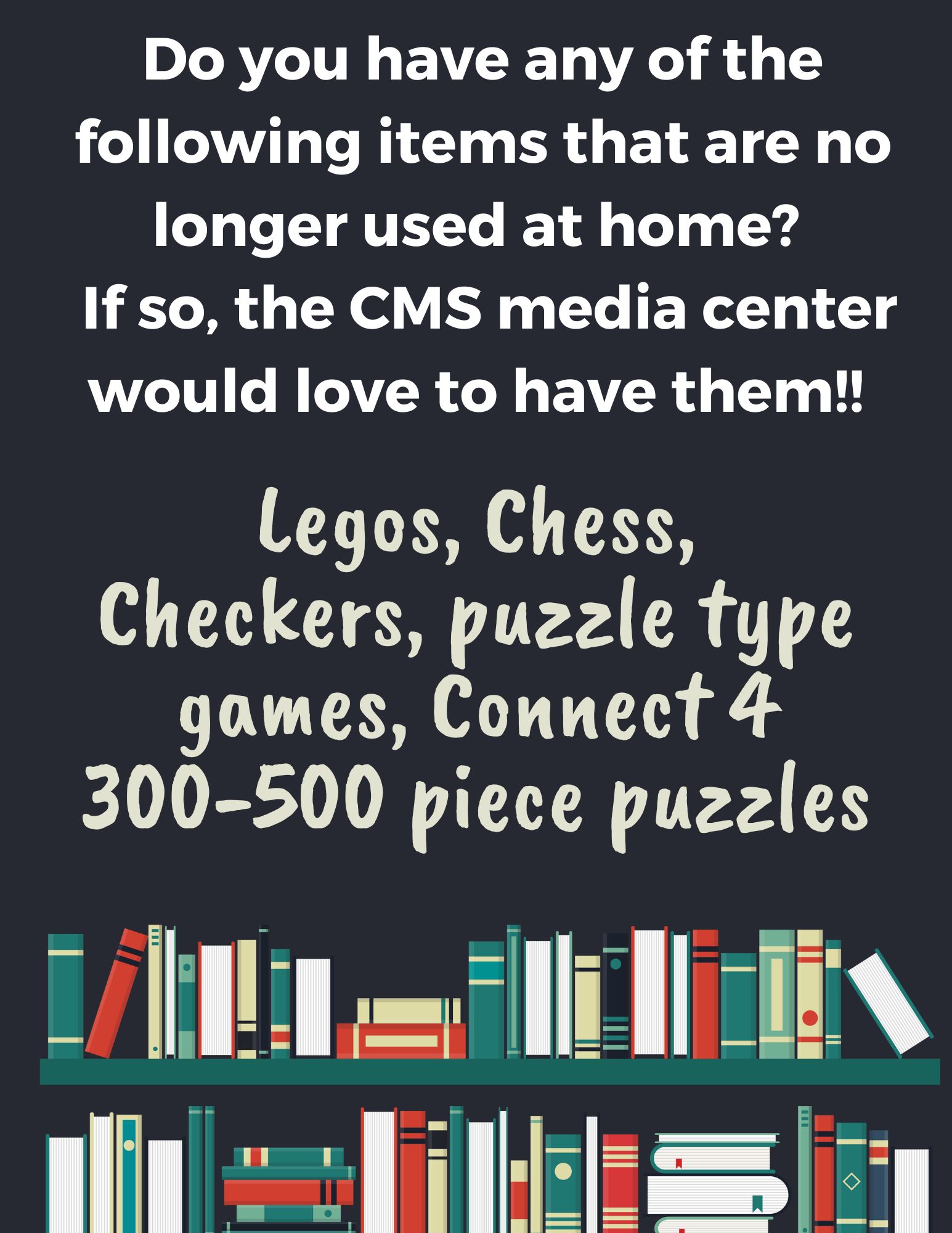 puzzles and games needed in the media center