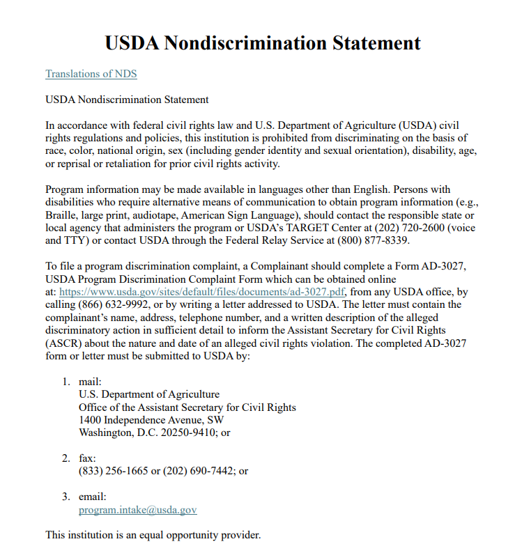 Nondiscrimination Statement