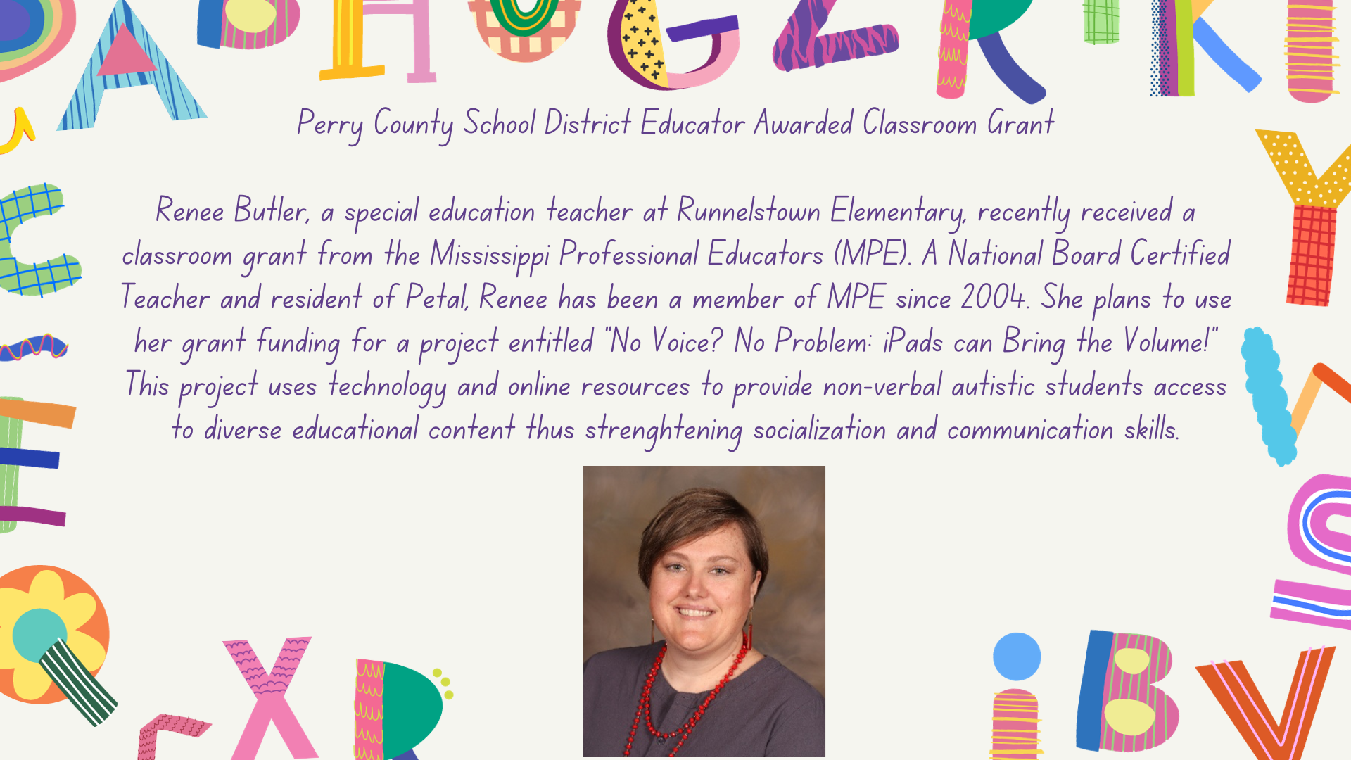 Rene Butler Awarded MPE Classroom Grant