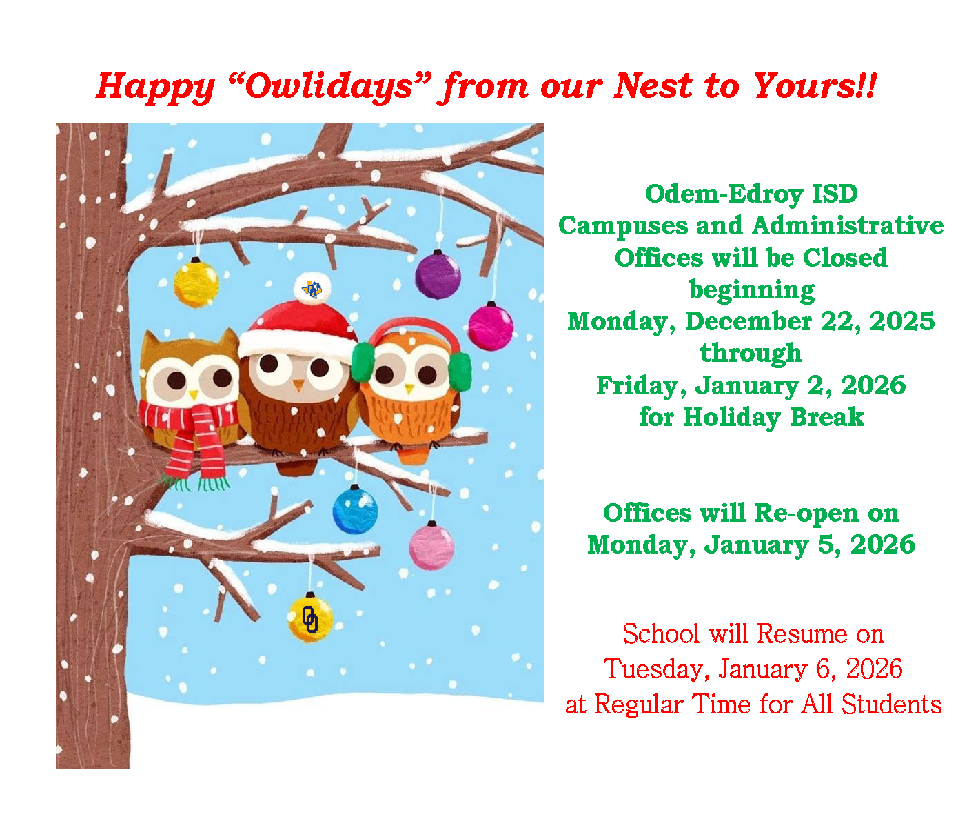 Holiday Notice-2025 Flyer
