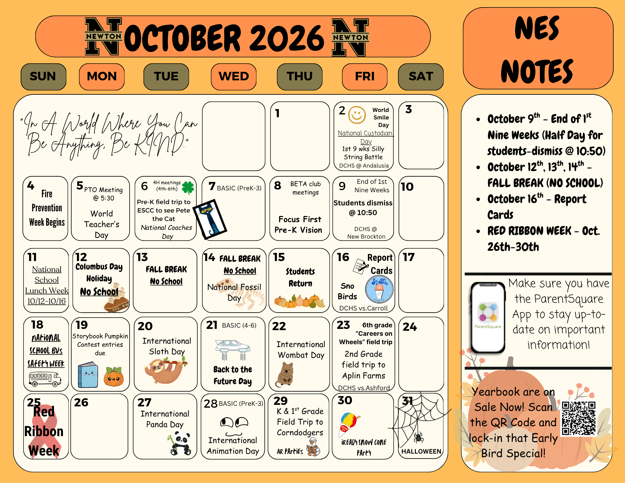 October Calendar