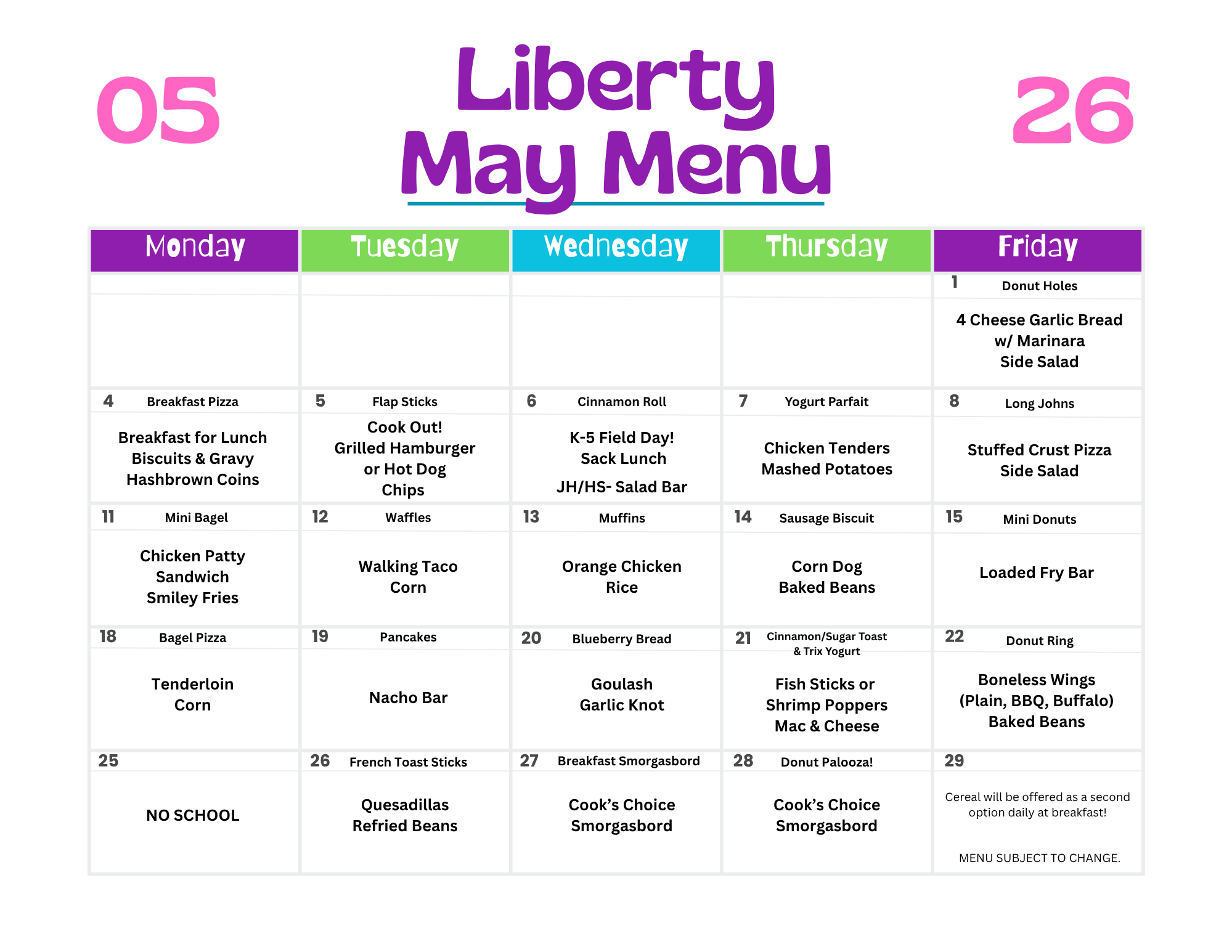 May 2026 Lunch