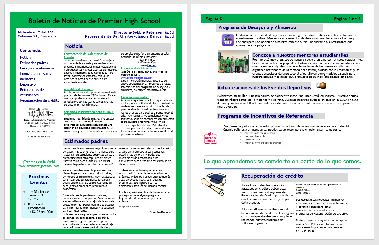 Newsletter Spanish 12.17.21