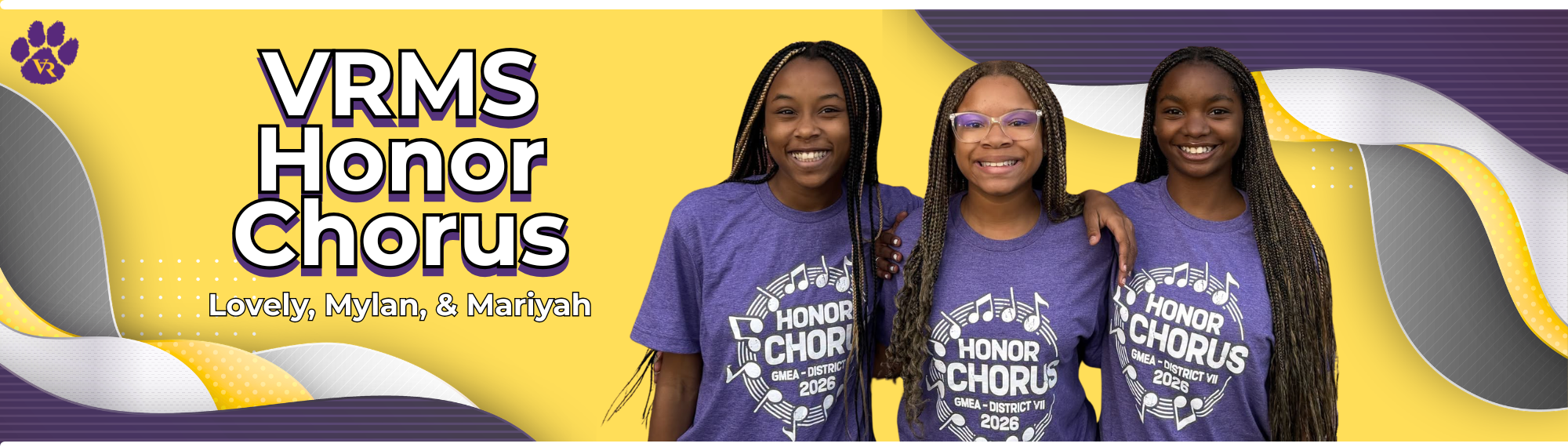 VRMS Honor Chorus. Lovely, Mylan, & Mariyah are pictured.