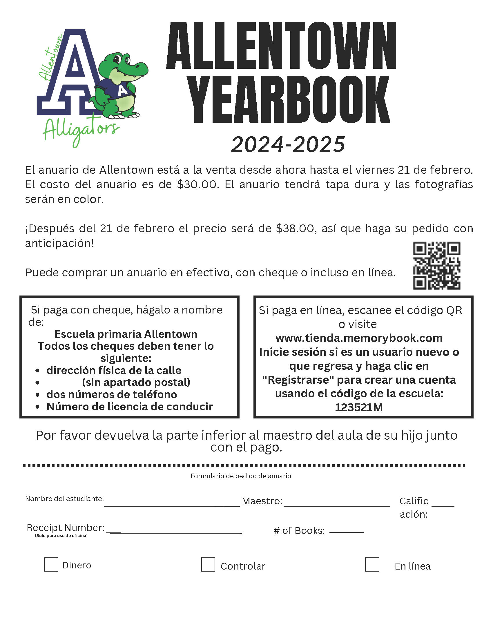 Yearbook Order Form Spanish