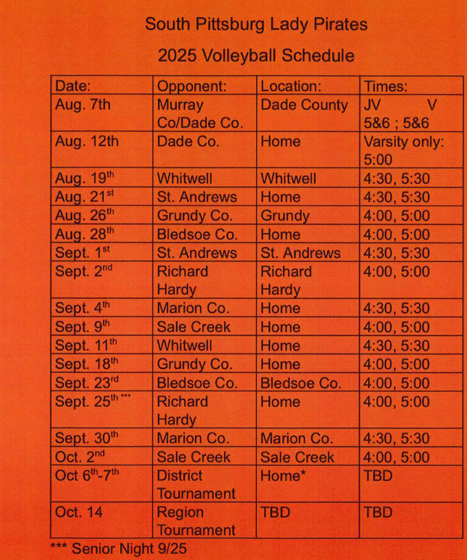volleyball schedule