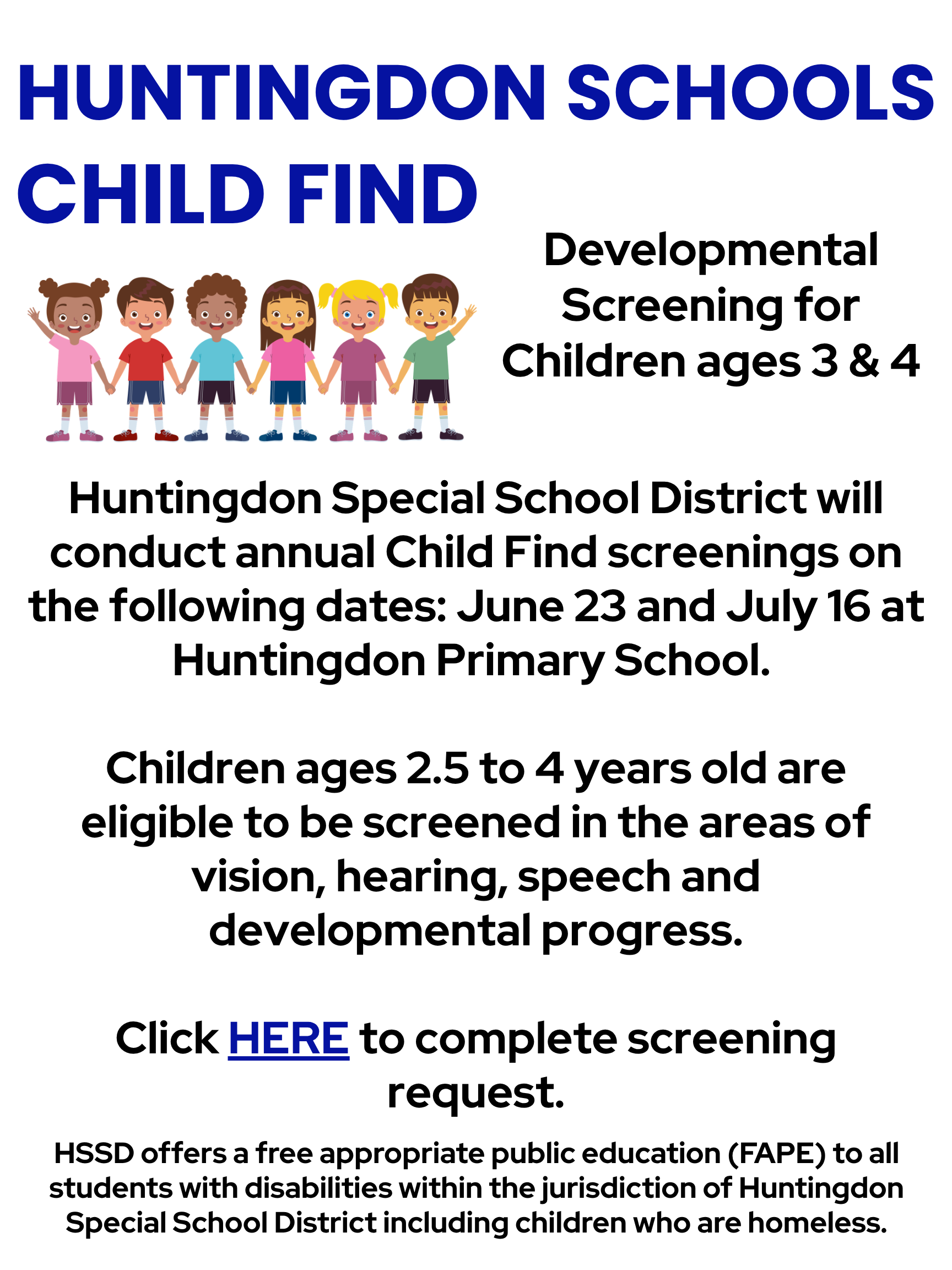 Child Find Information Click on Link to Access the Screener