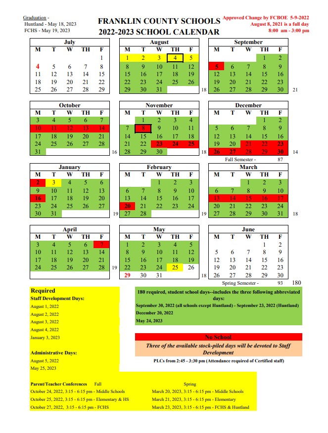 Calendar - Franklin County High School