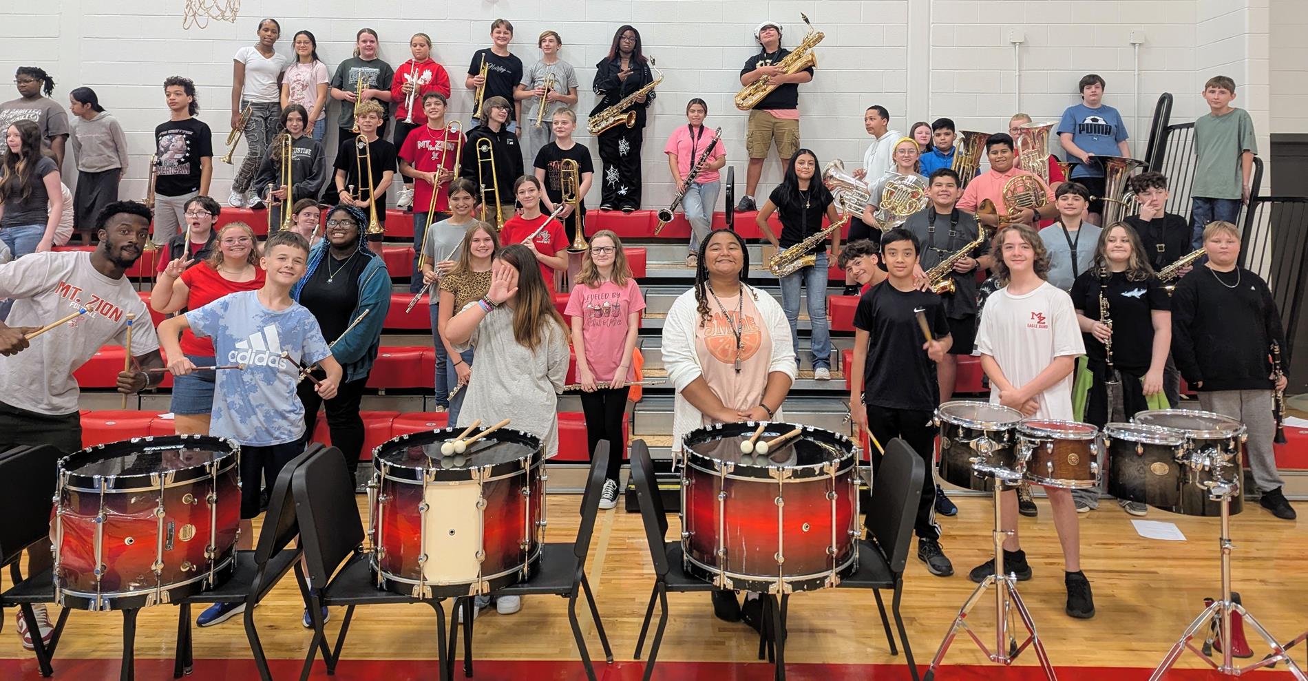 7TH & 8TH grade band students at Pep Rally 2025-2026