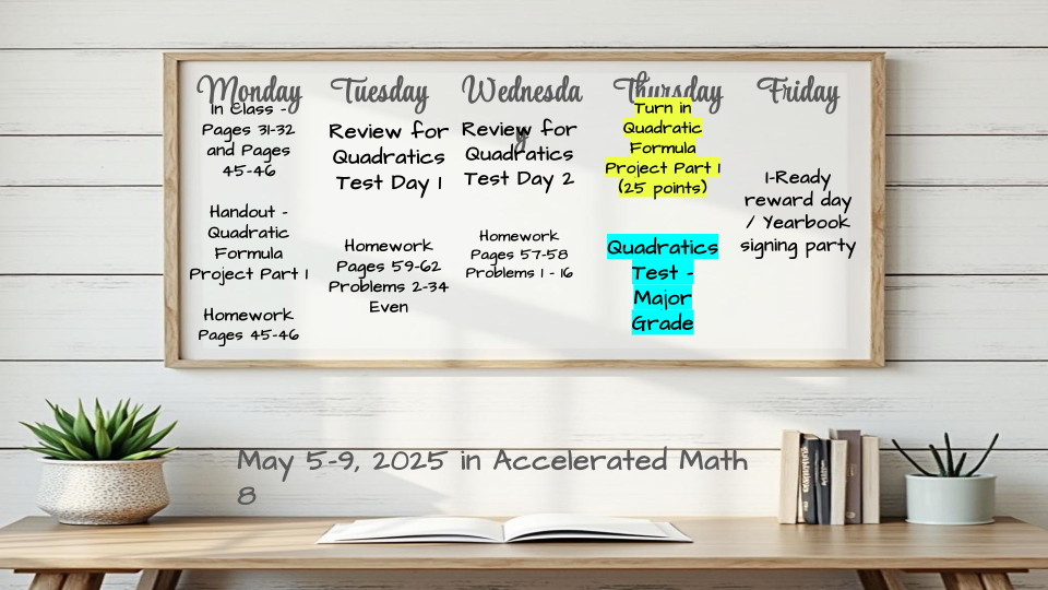 Accelerated Math May 5-9, 2025