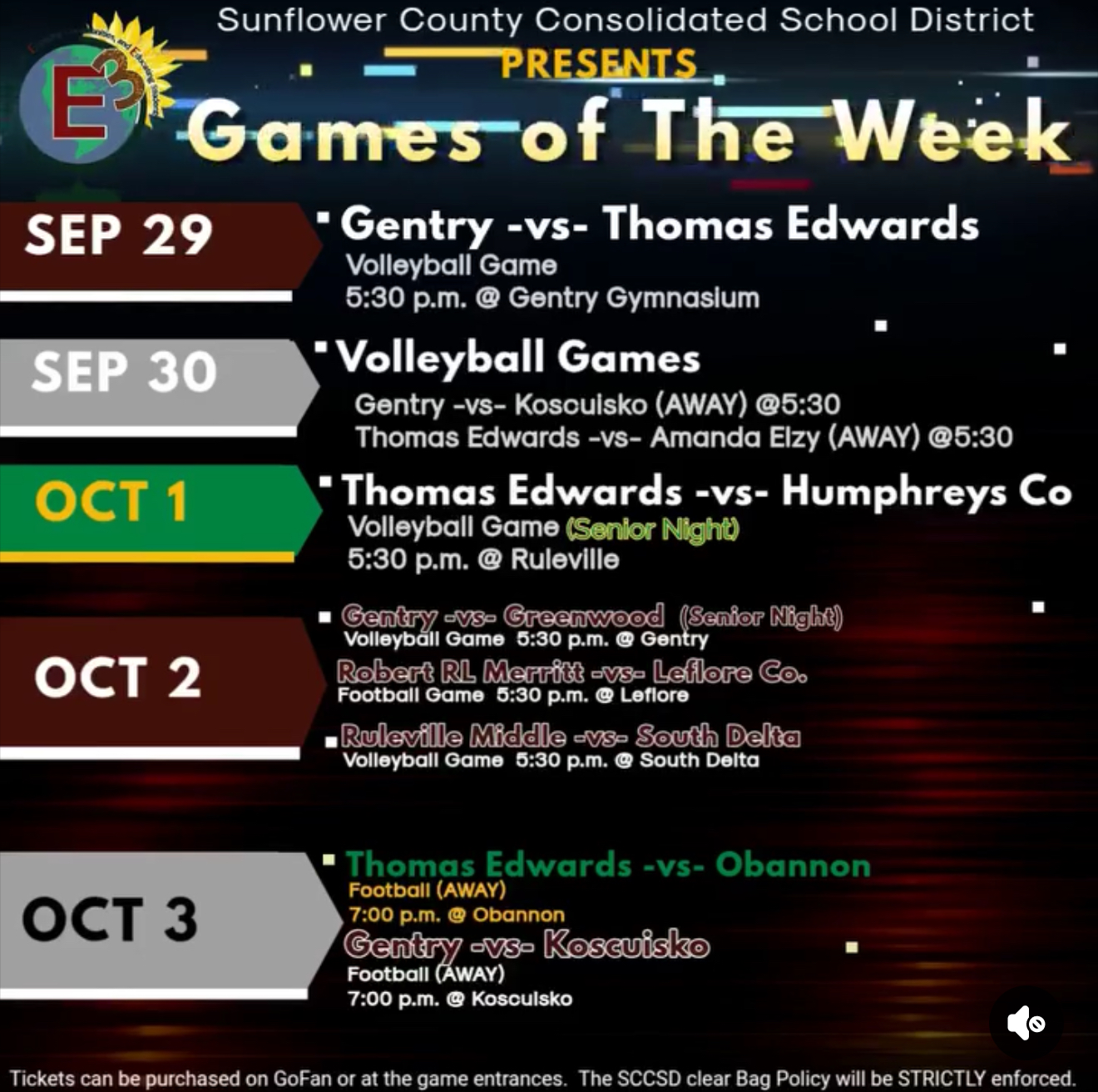 SCCSD Games of the Week