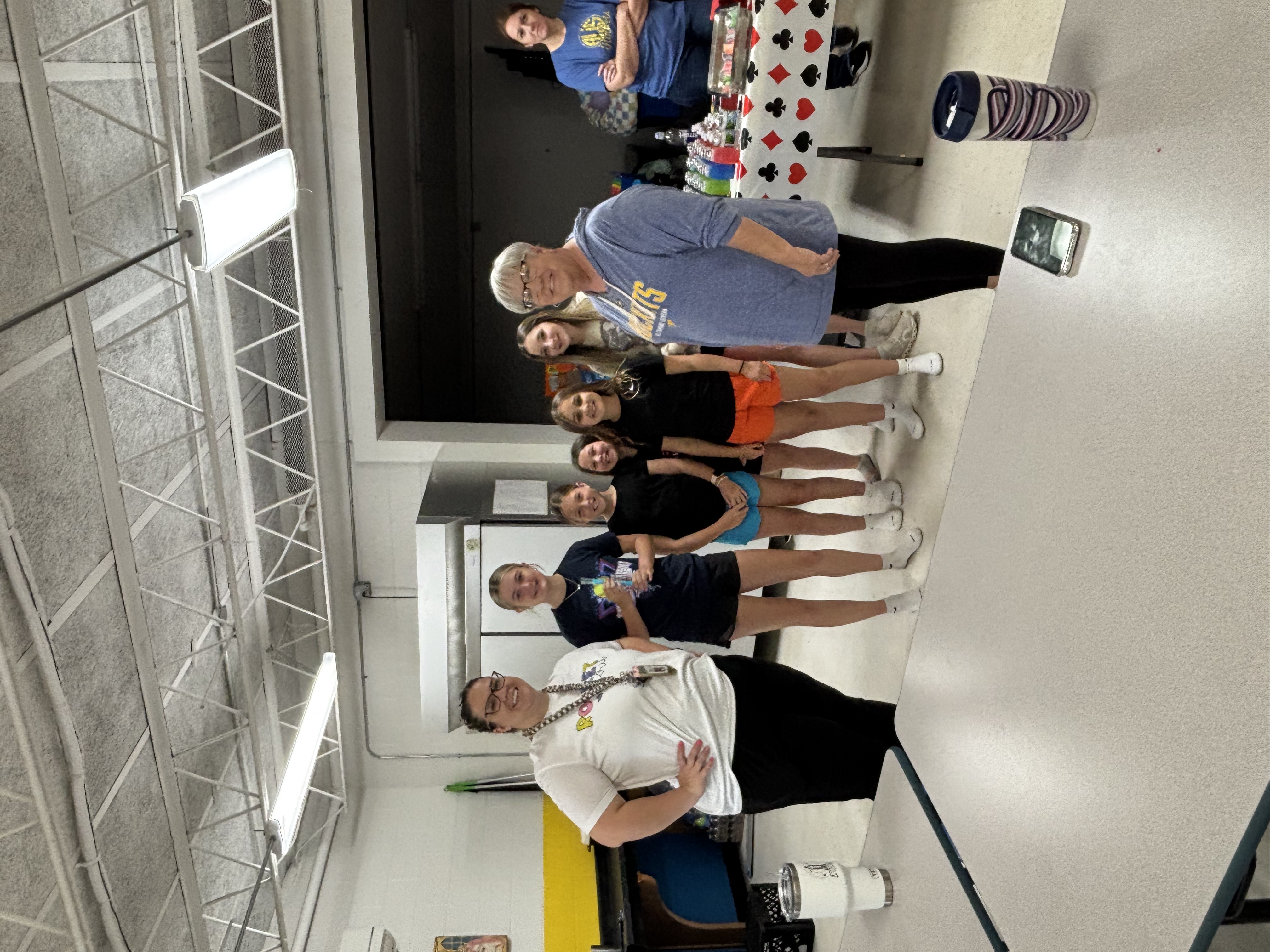 Teachers and students having fun at the end of year launch party.