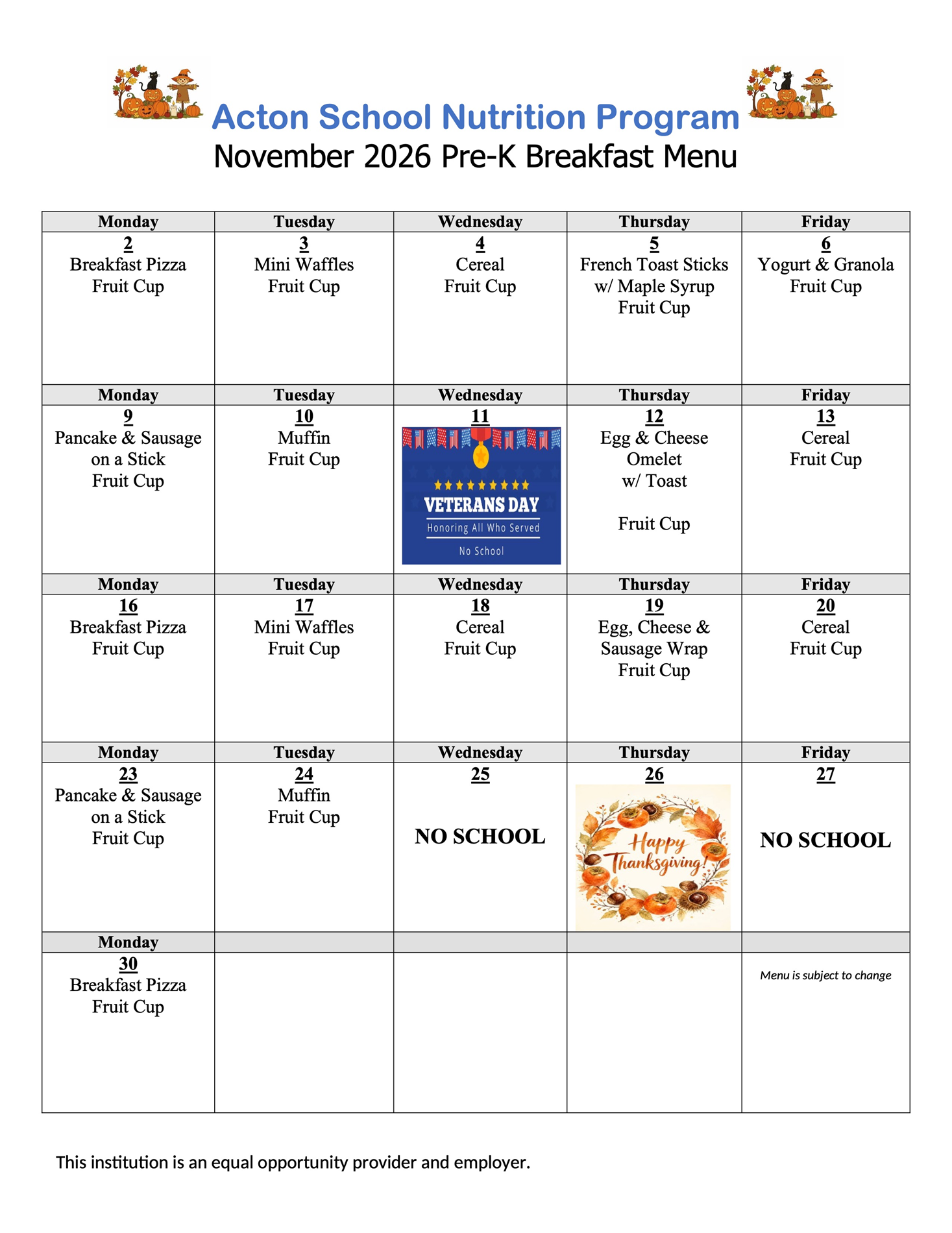 November breakfast