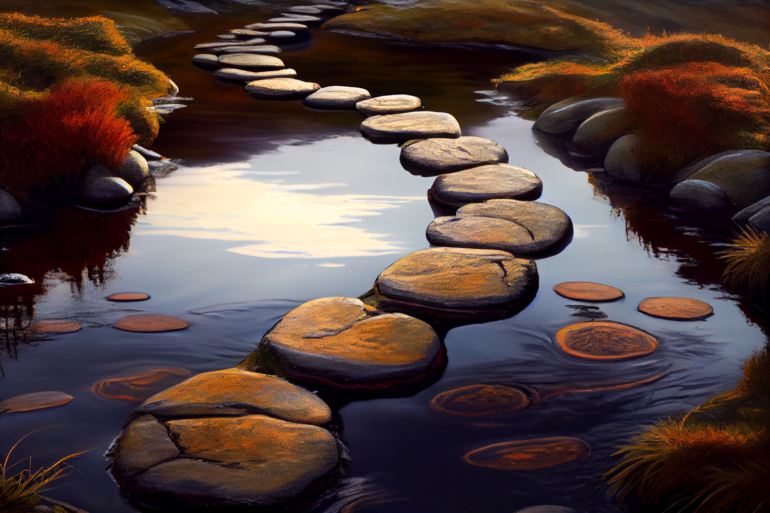 Stepping Stone Water and fall colors