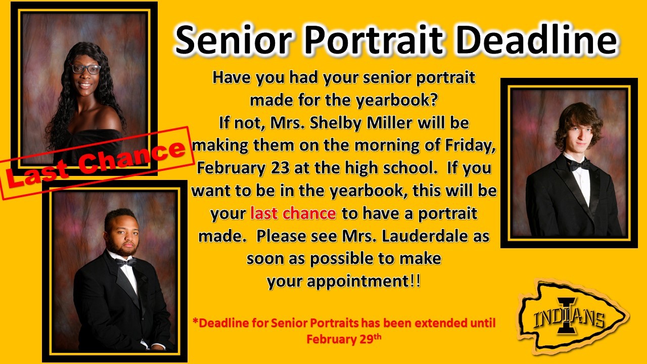 Senior Portrait Deadline