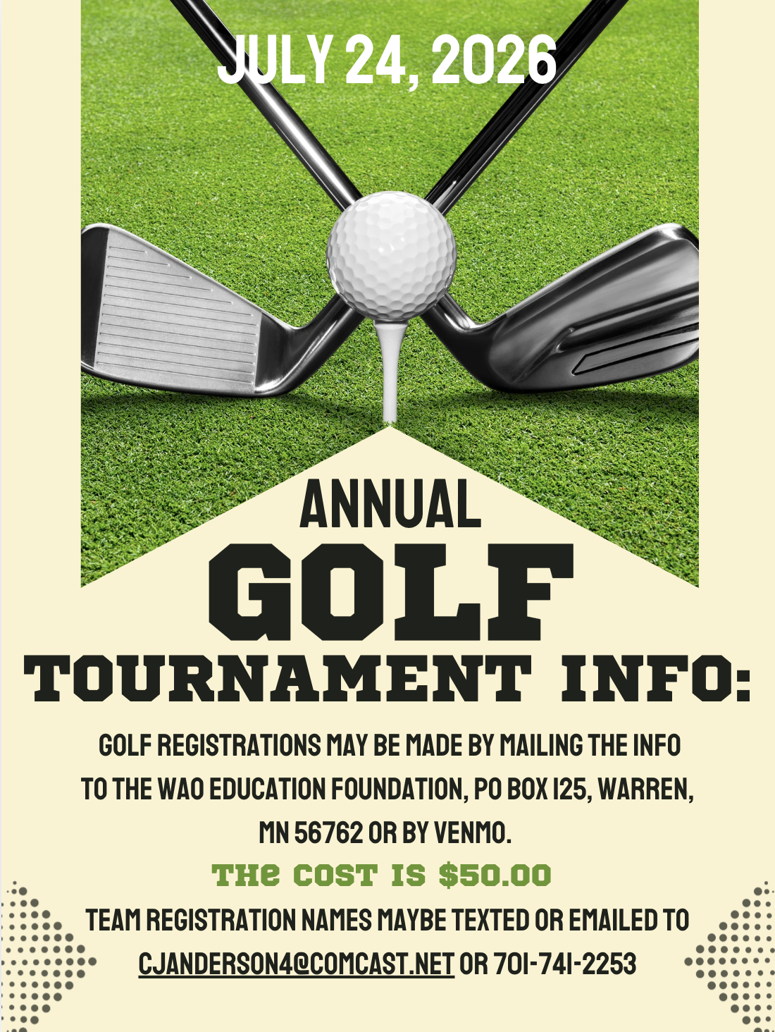Golf tournament registration information