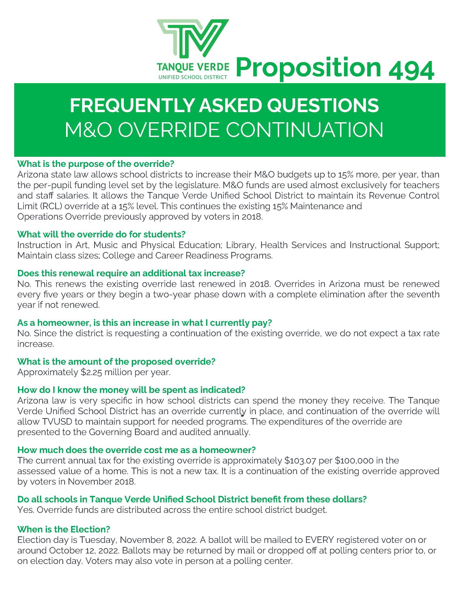 M&O Override FAQ