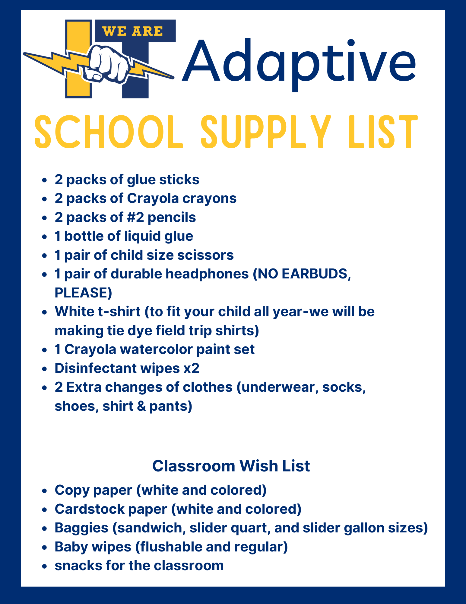 Adaptive supply list 25-26