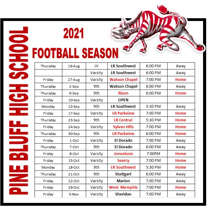 PBHS Football schedule