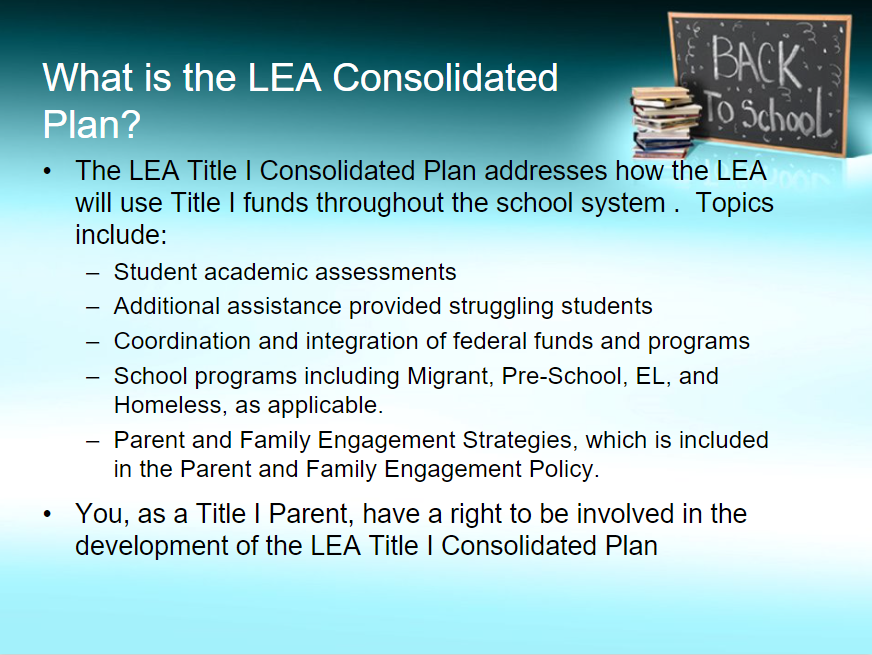 What is the LEA consolidated plan? 