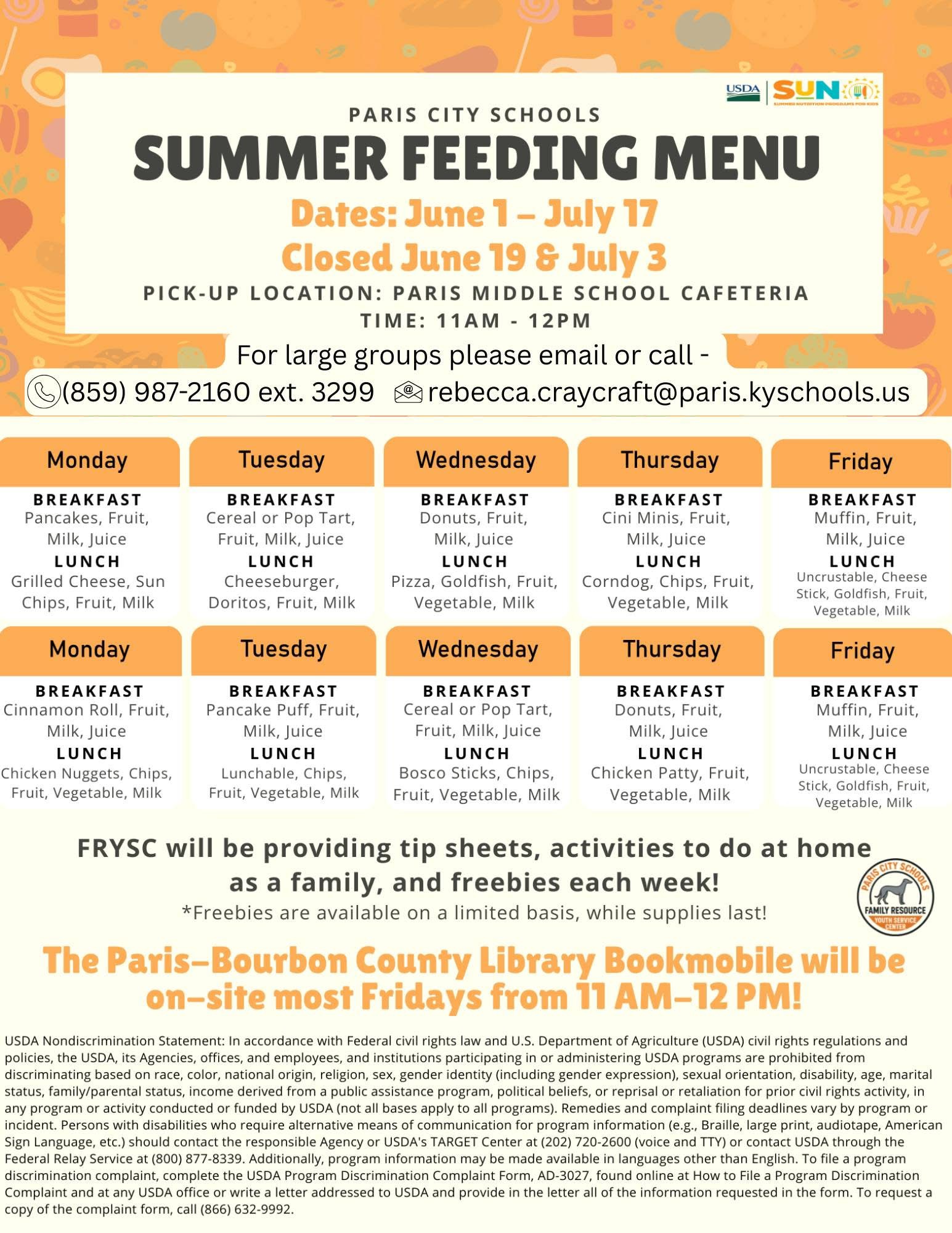 2026 Summer Feeding Menu