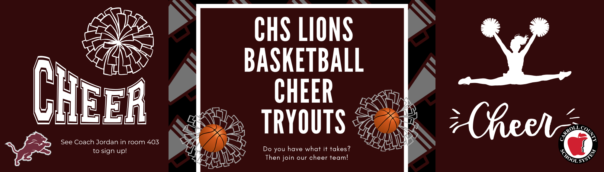 Sign up for basketball cheer tryouts!