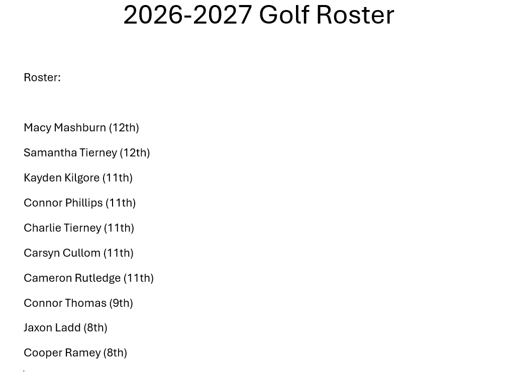 golf roster