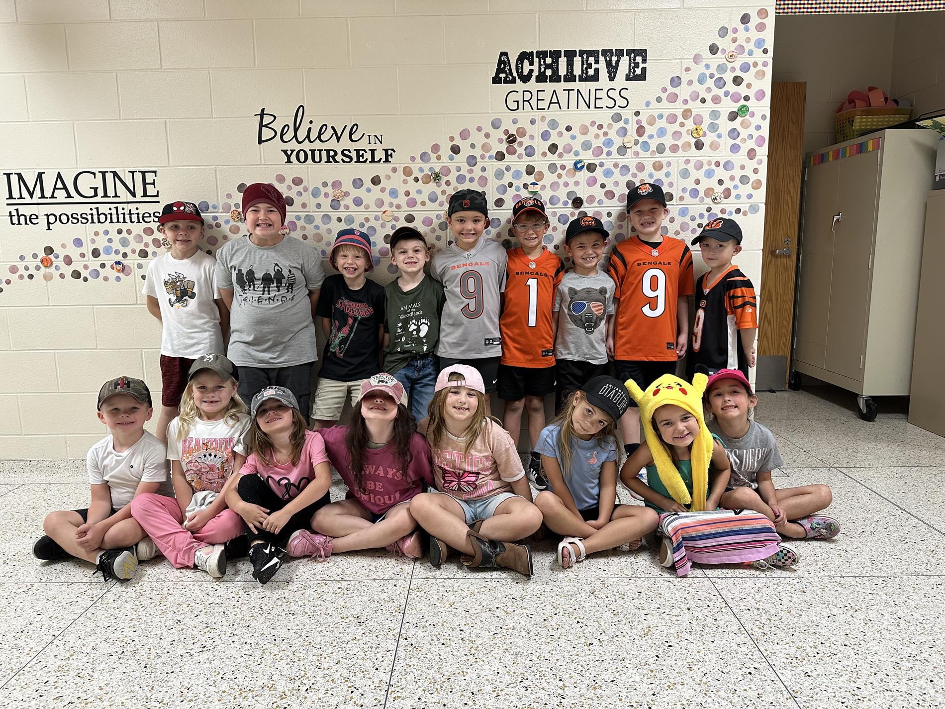 students are wearing hats to celebrate attendance awareness spirit week 