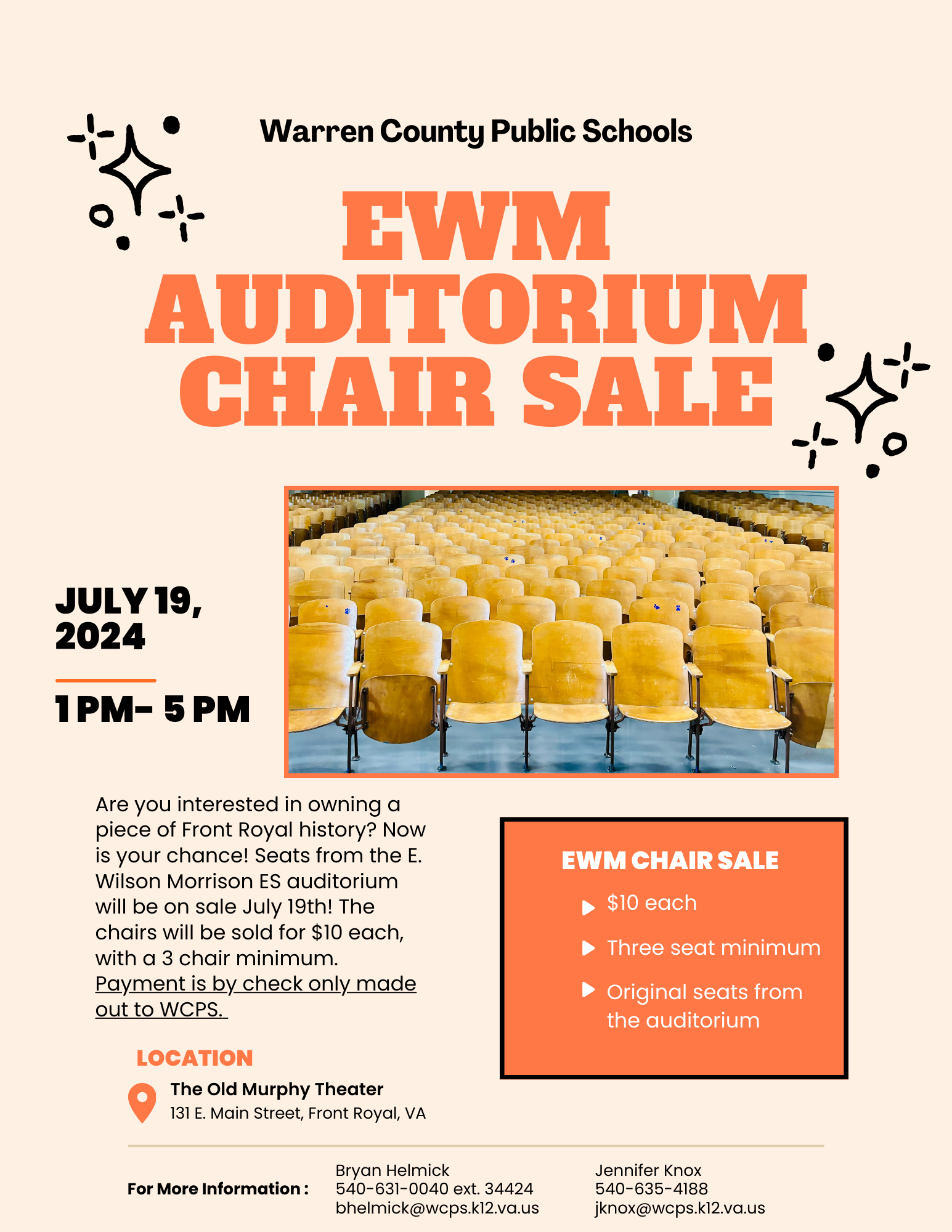 EWM Auditorium Seat Sale