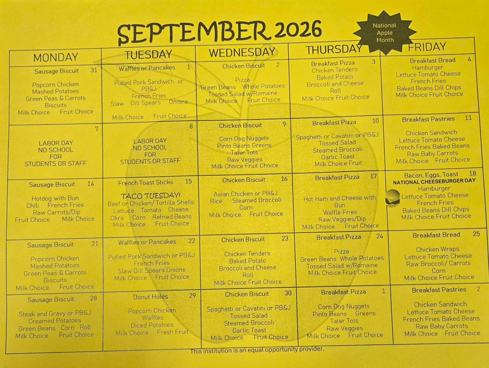 September Menu