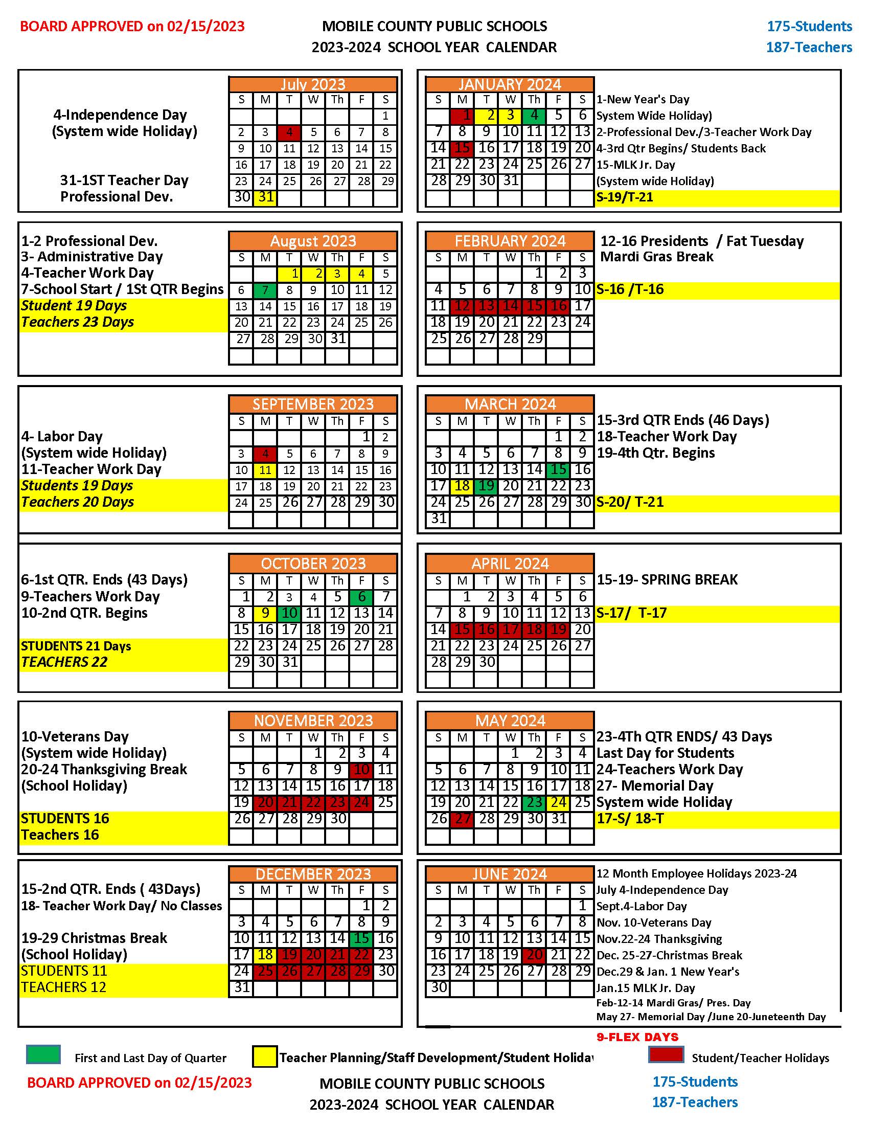School Calendar 23-24