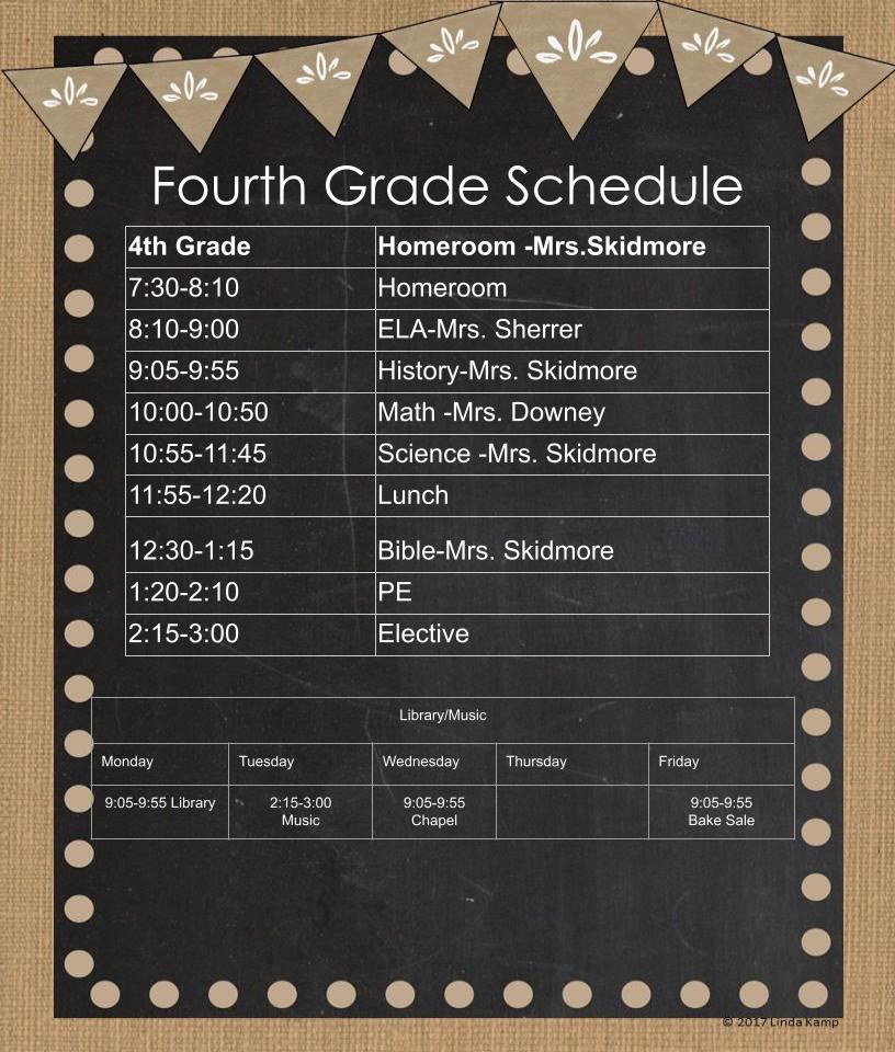 Fourth Grade Schedule