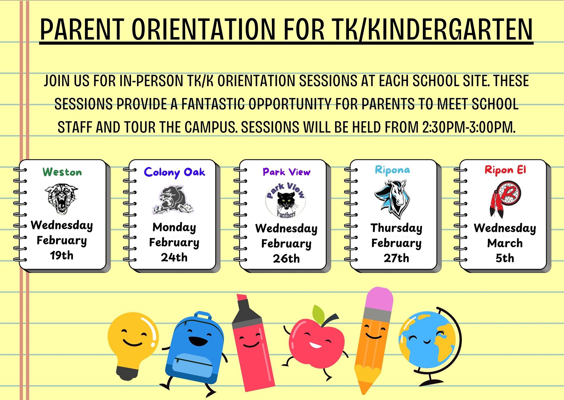 Parent Orientation TK & Kindergarten