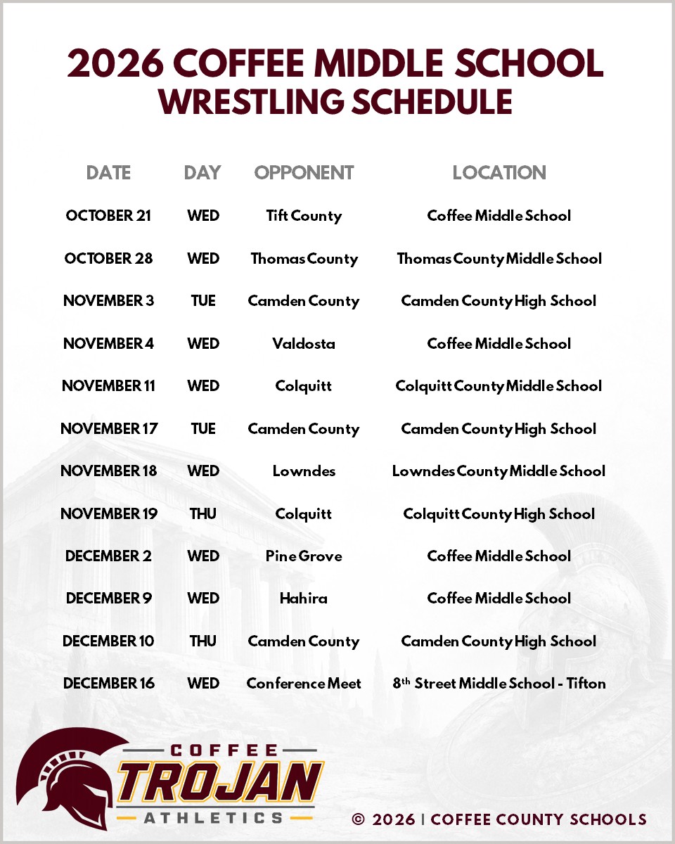 2026 CMS Wrestling Schedule