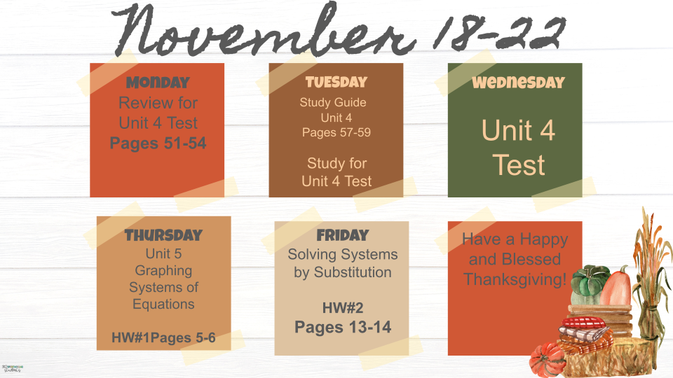 Week of November 18-22