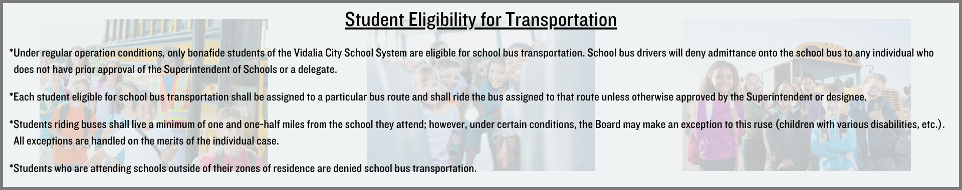 Student Eligibility for Transportation