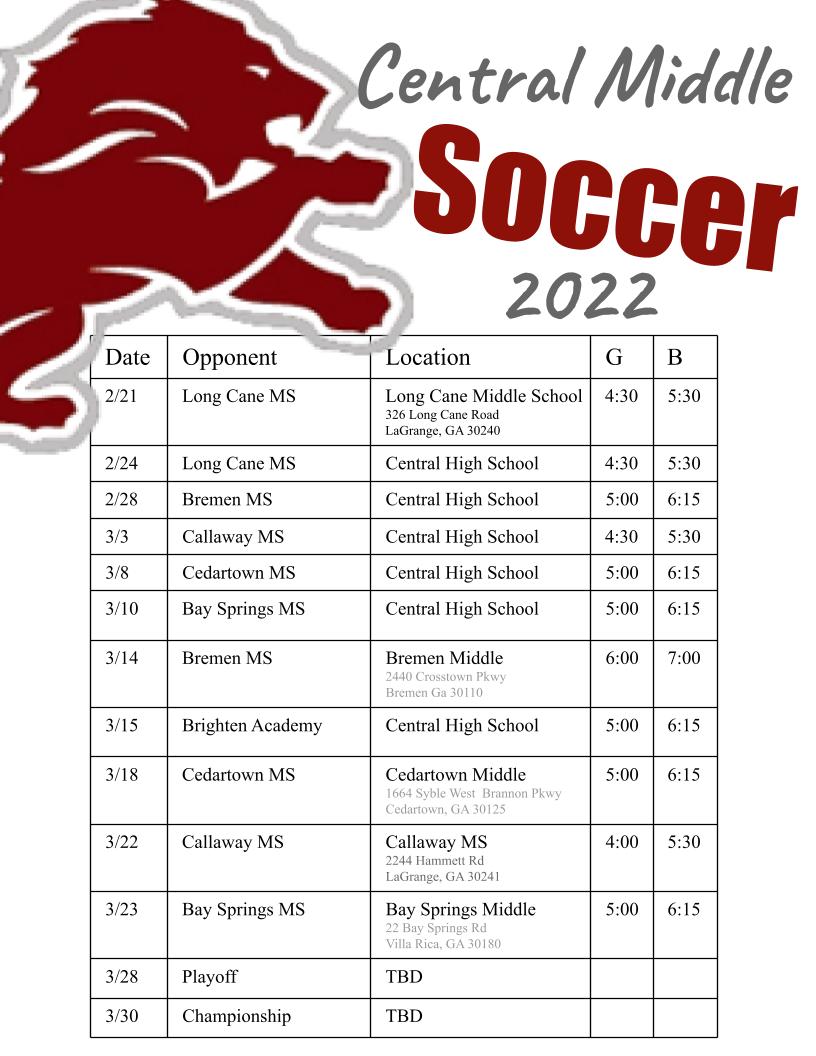 soccer schedule