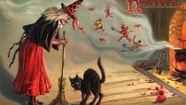 witch with broom and black cat witch with broom and black cat