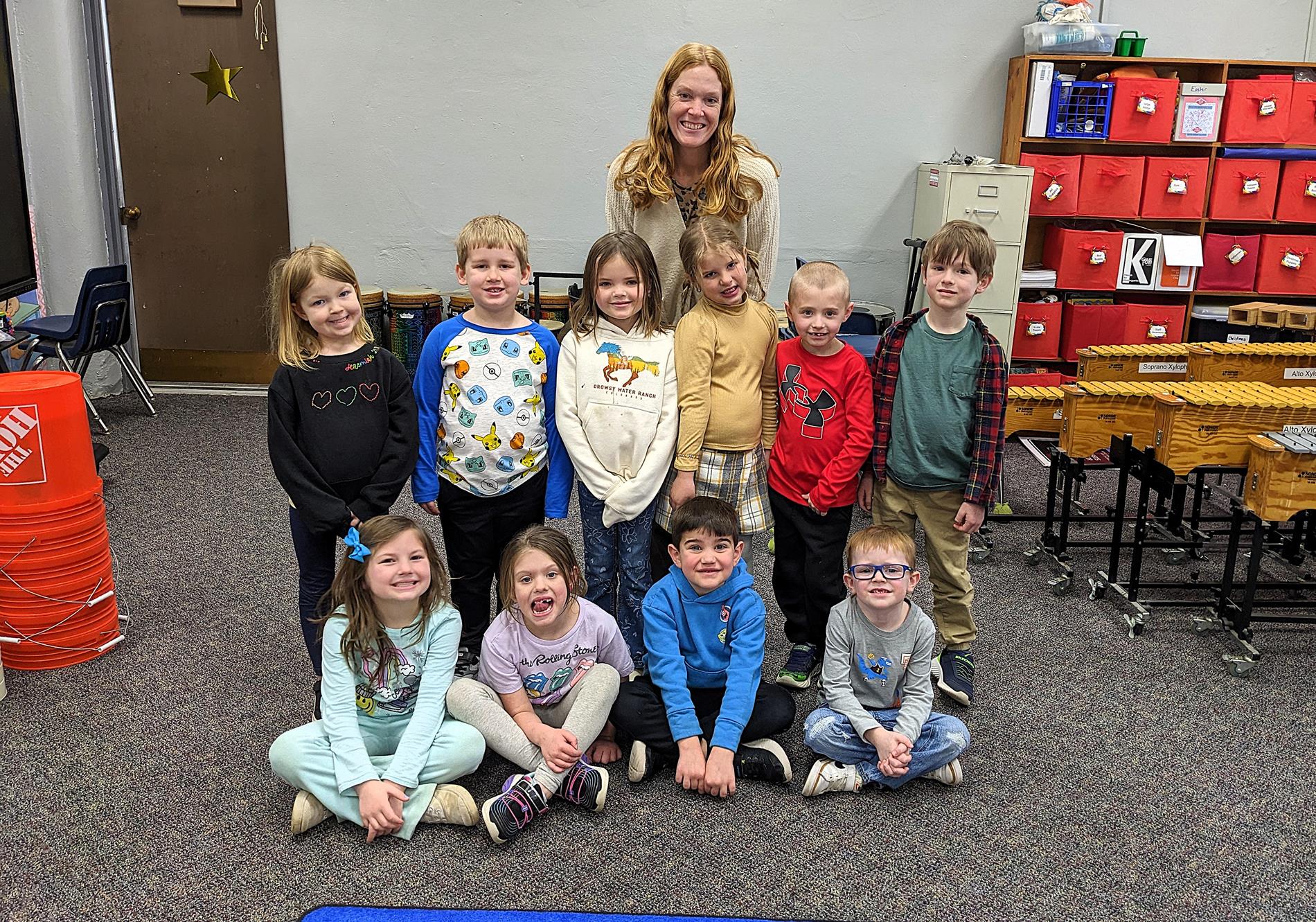 new music teacher with kindergarten class