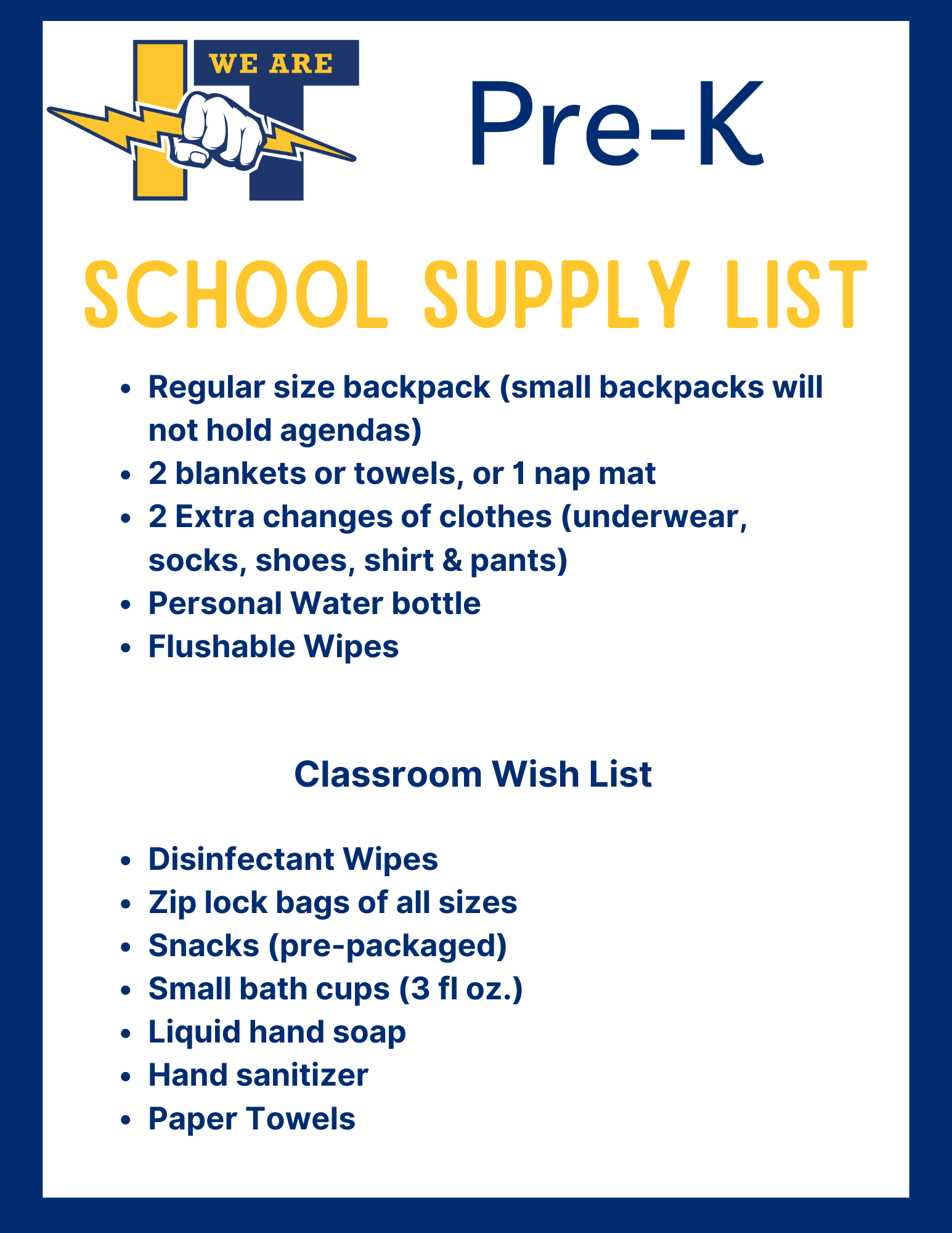 Prek Supply List 25-26
