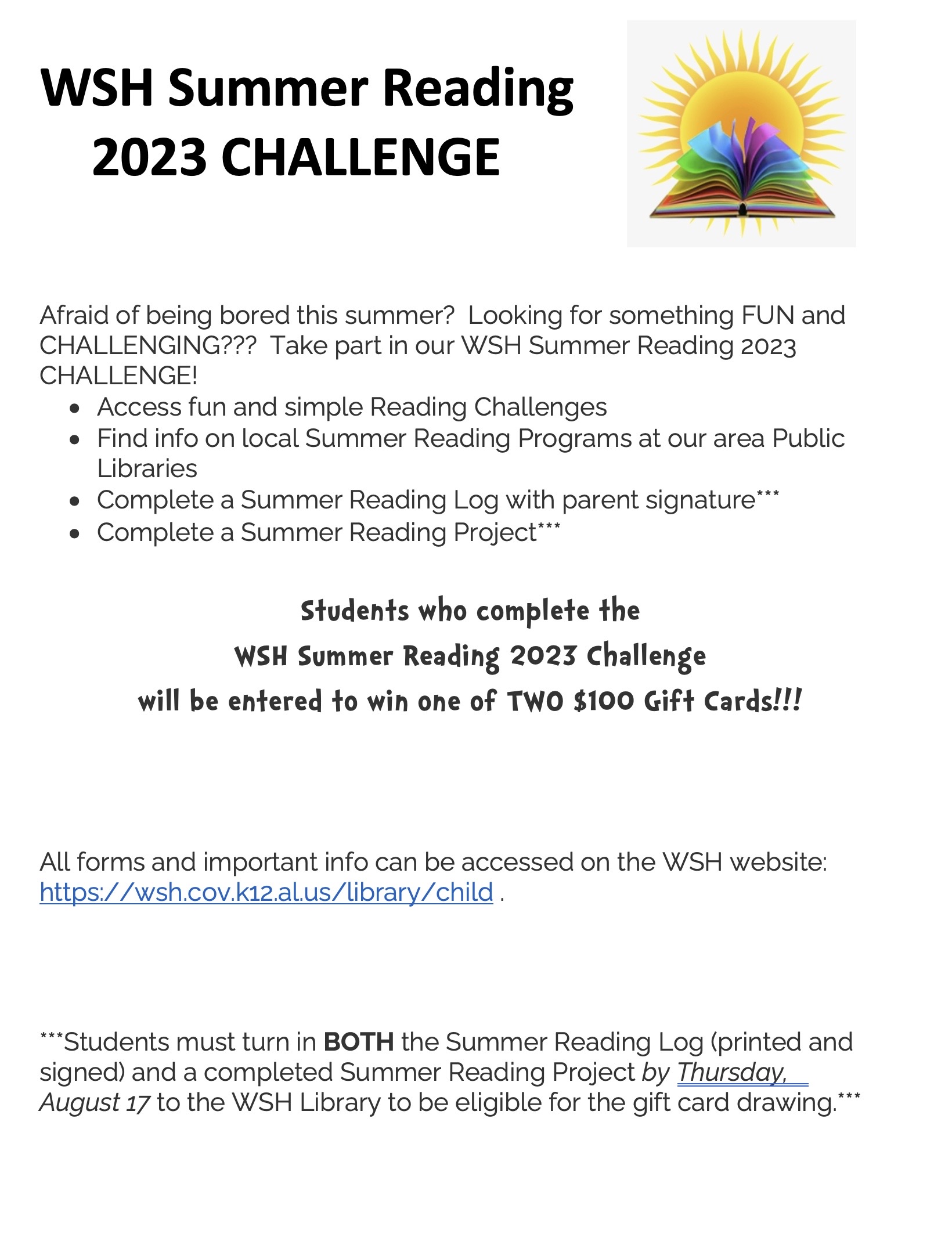 WSH Summer Reading 2023 Challenge